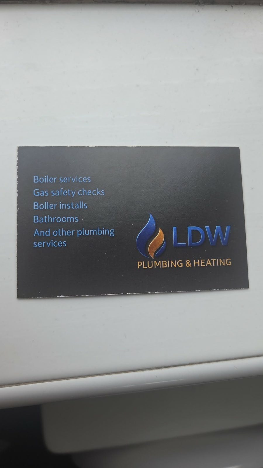 LDW Gas and Plumbing services card